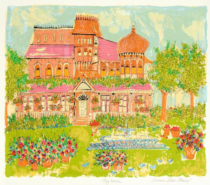 My House Susan Pear Meisel Serigraph Print Artist Hand Signed and Numbered