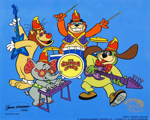 Tra La La Hanna Barbera Animation Art Banana Splits Sericel with a Full Color Lithograph Background Framed