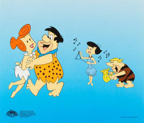 Flintstones Jam Session Hanna Barbera Animation Sericel and Full Color Lithograph Background