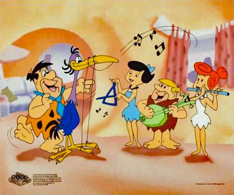 Fred Plays the Harp Hanna Barbera Animation Art Sericel and Full Color Lithograph Background Framed