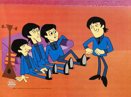 I Don't Want to Spoil the Party Beatles Cartoon Sericel by DenniLu Company with a Full Color Lithograph Background