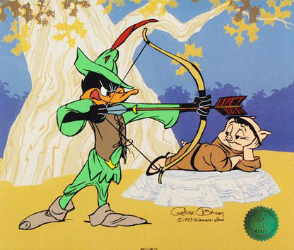 Chuck Jones Robin Hood Bow and Error Hand Painted Animation Cel Signed