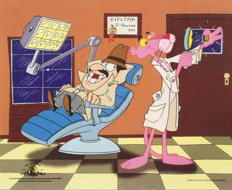 Pink Panther Dentist United Artists Sericel with Full Color Lithograph Background