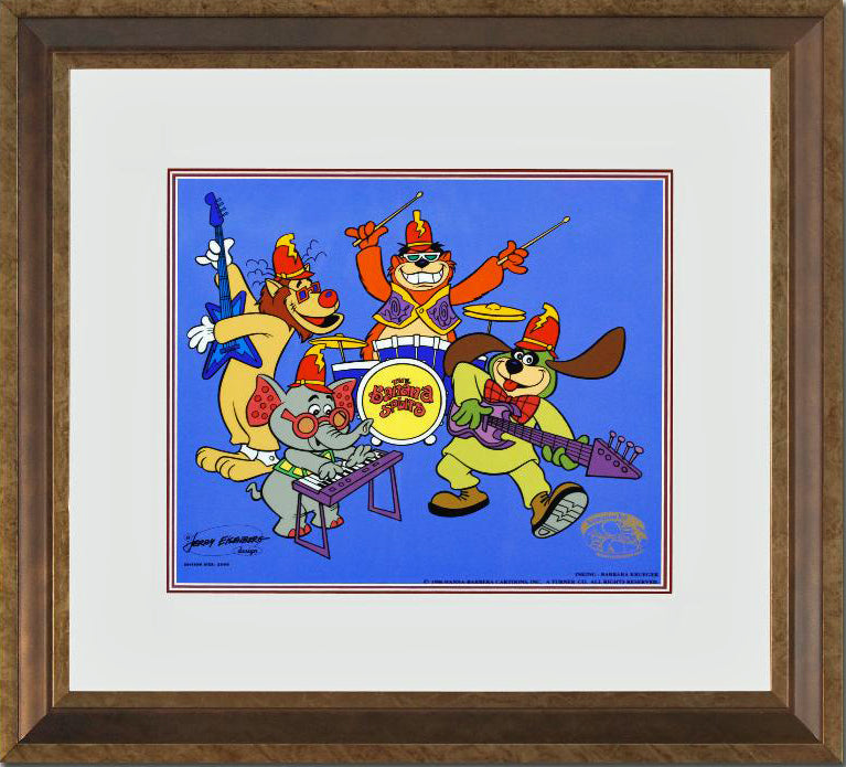Tra La La Hanna Barbera Animation Art Banana Splits Sericel with a Full Color Lithograph Background Framed