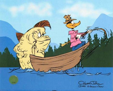 Fish Tale Chuck Jones Artist Proof Hand Painted Animation Cel Hand Signed and Numbered with Full Color Background