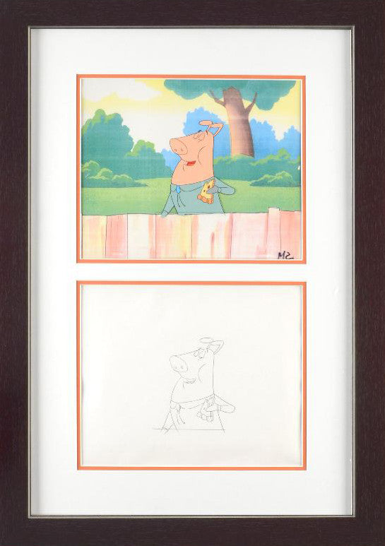 The Pink Panther Show Production Animation Cel and Paired Pencil Sketch Framed