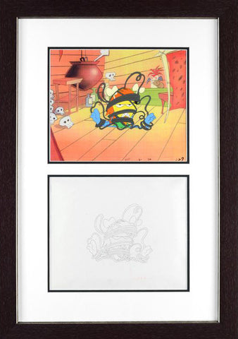The Pink Panther Show Production Animation Cel and Paired Pencil Sketch Framed