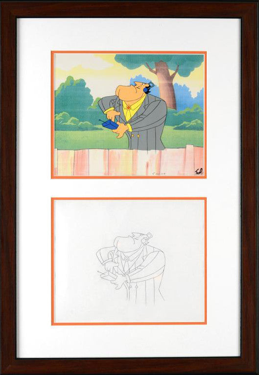 Pink Panther Show Production Animation Cel and Paired Pencil Sketch Framed