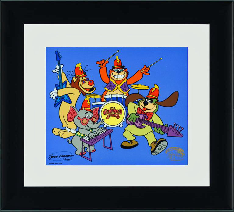 Tra La La Hanna Barbera Animation Art Banana Splits Sericel with a Full Color Lithograph Background Framed