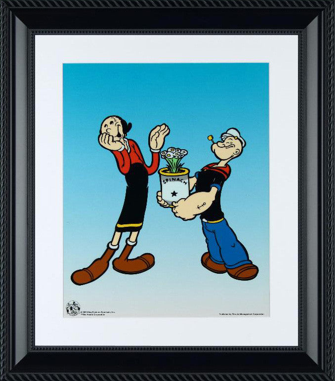 Popeye Spinach King Features Sericel with Full Color Lithograph Background and Official Seal Framed