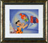 Fred Tossing Pebbles Hanna Barbera Animation Art Sericel and Full Color Lithograph Background Framed