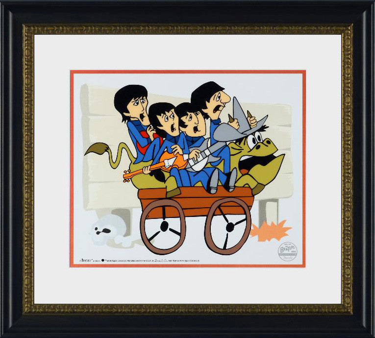 The Beatles Bullride DenniLu Sericel Authorized by Apple Corps Sericel with a Full Background Bearing Dennilu Stamp Framed