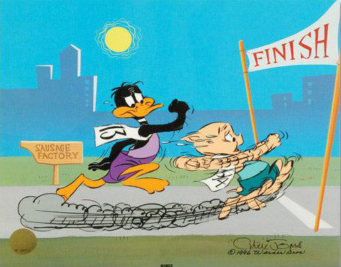 Sausage Factory Chuck Jones Hand Painted Animation Cel Artist Hand Signed and Numbered with Full Color Background