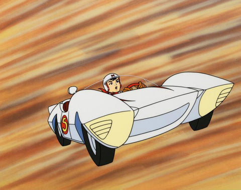 Speed Racer in the Mach 5 Tatsuo Yoshida Licensed Sericel with Full Color Background