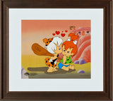 Pebbles and Bam Bam Hanna Barbera Sericel with a Full Color Lithograph Background Framed