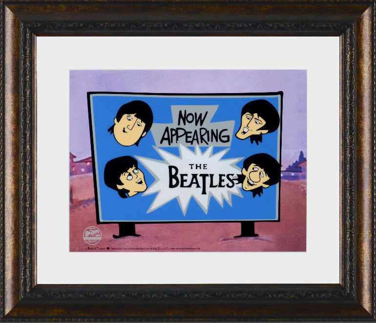 Now Appearing The Beatles Sericel with Full Color Lithograph Background Framed by Dennilu