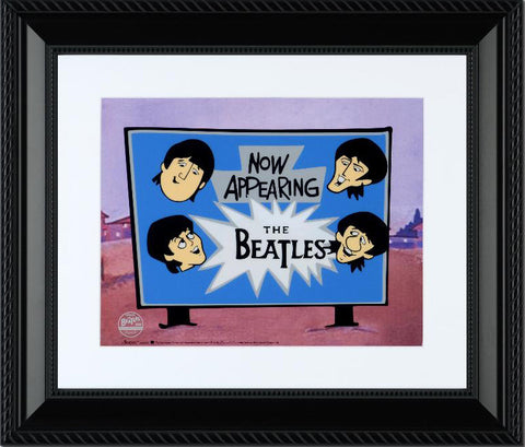 Now Appearing The Beatles Sericel with Full Color Lithograph Background Framed by Dennilu