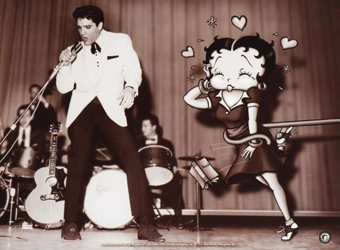 Starstruck Betty with Elvis by King Features Lithograph Print with Official Betty Boop Seal and Numbered
