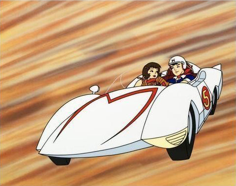 Speed Racer and Trixie Tatsuo Yoshida Licensed Sericel with a Full Color Background