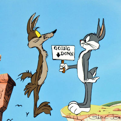 Coyote Crossing Chuck Jones Hand Painted Animation Cel Hand Signed and Numbered with Full Color Background