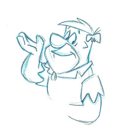 Fred Flintstone Scott Shaw Pencil Production Animation Drawings Artist Hand Signed and Matted