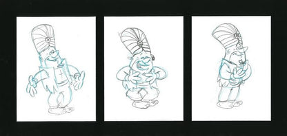 Barney Rubble Scott Shaw Pencil Production Animation Drawings Artist Hand Signed and Matted
