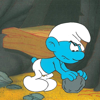 The Smurfs Hand Painted Production Animation Cel and Full Color Background 