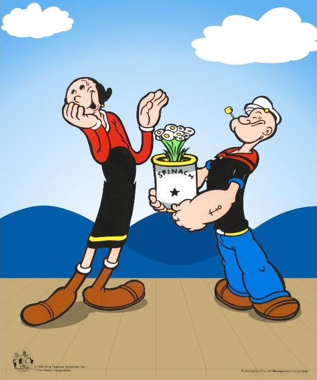 Popeye Spinach King Features Deluxe Sericel with Full Color Giclée Background and Official Seal