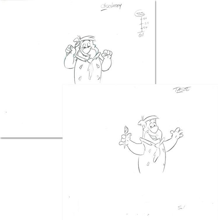 Fred Flintstone Scott Shaw Pencil Production Animation Drawings Artist Hand Signed