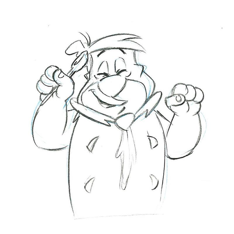 Fred Flintstone Scott Shaw Pencil Production Animation Drawings Artist Hand Signed