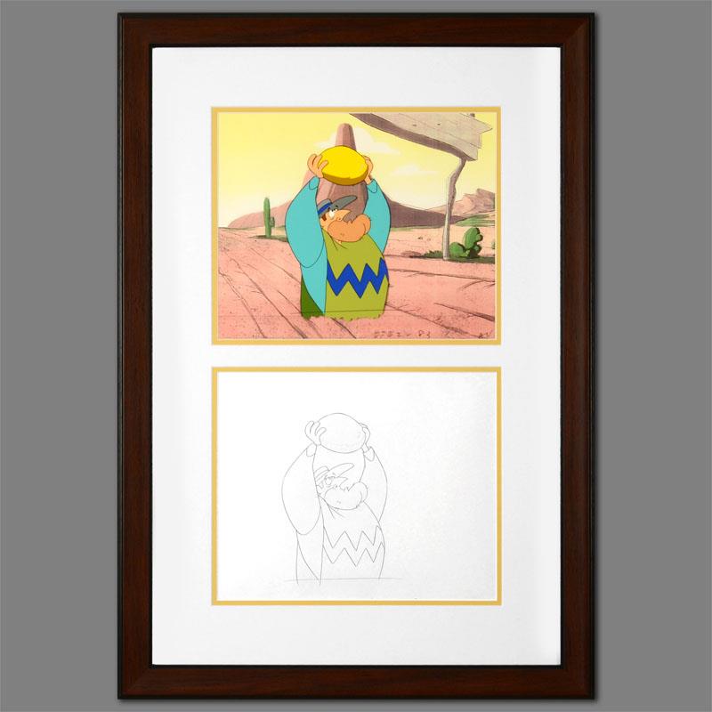 The Pink Panther Show Production Animation Cel and Paired Pencil Sketch Framed