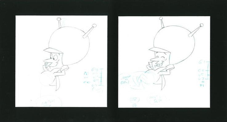 The Great Gazoo Scott Shaw Production Animation Drawings Artist Hand Signed and Matted