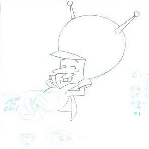 The Great Gazoo Scott Shaw Production Animation Drawings Artist Hand Signed and Matted