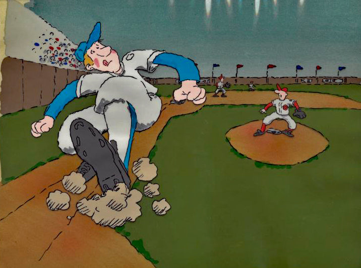 Falstaff Brewing Company Hand Painted Production Animation Cel and Master Watercolor Background