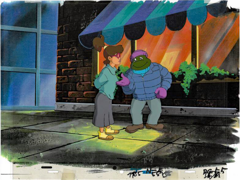 Teenage Mutant Ninja Turtles Hand Painted Production Animation Cel and Full Color Background