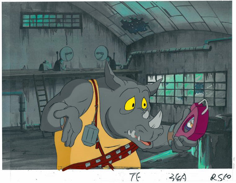 Teenage Mutant Ninja Turtles Hand Painted Production Animation Cel and Full Color Background