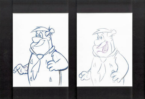 Fred Flintstone Hanna Barbera Pencil Production Animation Drawings Matted