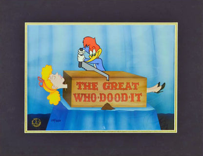 The Great Who-Dood-It Walter Lantz Studios Hand Painted Animation Cel Numbered and Matted