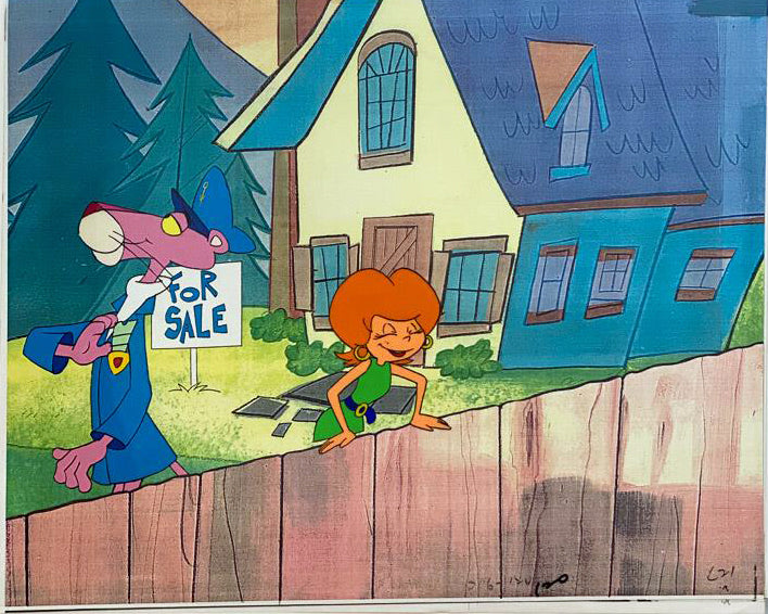 The Pink Panther Show MGM United Artists Production Animation Cel and Paired Pencil Sketch