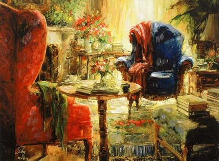 Blue Chair Stephen Shortridge Artist Proof Hand Embellished Canvas Giclée Print Artist Hand Signed and AP Numbered