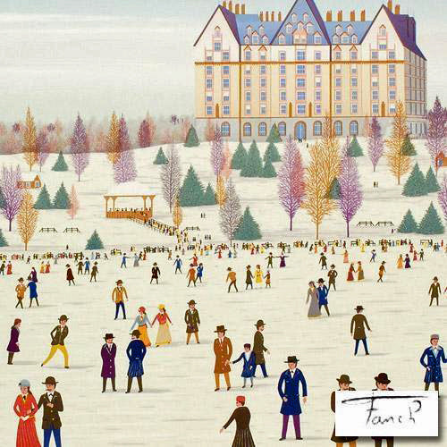 Skating in Central Park Fanch Ledan Hors Commerce Edition Lithograph Print Artist Hand Signed and HC Numbered