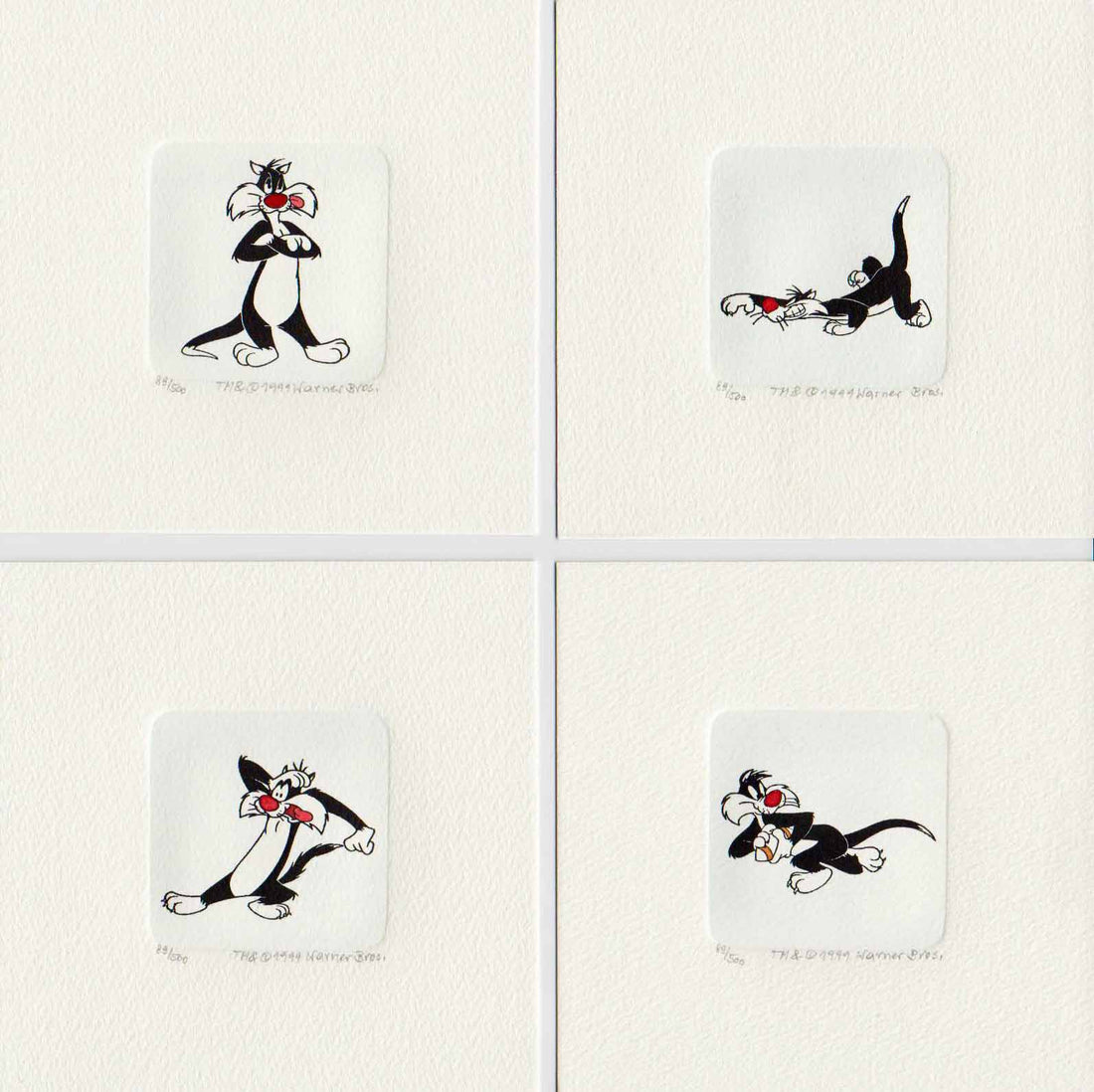 Sylvester the Cat Warner Bros Looney Tunes Hand Tinted Color Etching Set with Matching Edition Numbers