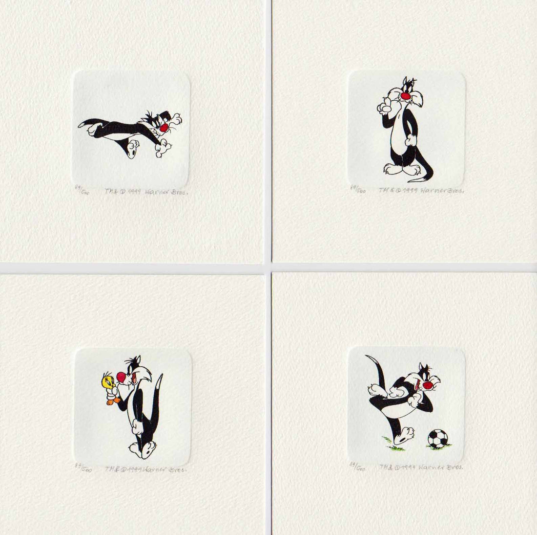 Sylvester the Cat Warner Bros Looney Tunes Hand Tinted Color Etching Set with Matching Edition Numbers