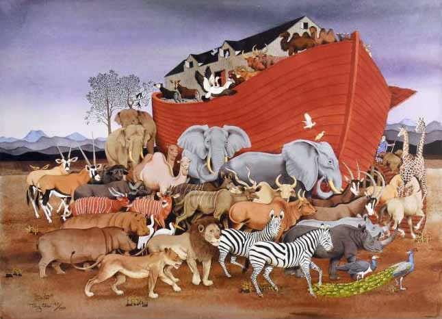  Noah and the Animals Tony Chen Artist Proof Lithograph on Paper Artist Hand Signed and AP Numbered