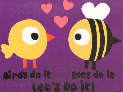 Todd Goldman Birds Do It Bees Do It Canvas Giclée Print Artist Hand Signed and Numbered