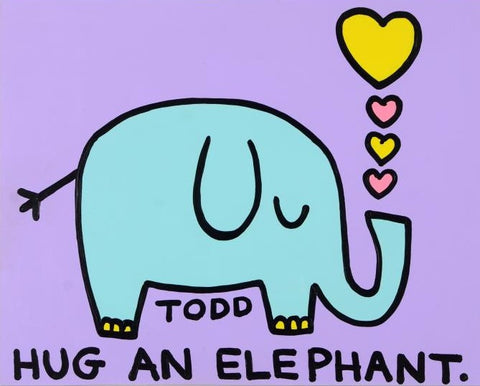 Hug an Elephant Todd Goldman Acrylic Painting on Stretched Canvas Artist Hand Signed