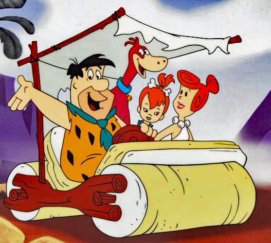 The Flintstones Family Car Hanna Barbera Animation Art Sericel with Full Color Background Framed
