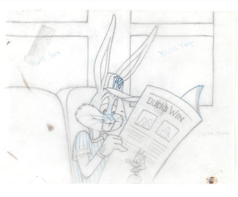 Bugs Bunny Tom Ray Original Pencil Layout Drawing Brenda Ray Hand Signed