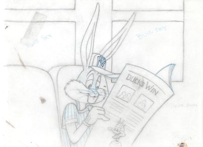 Bugs Bunny Tom Ray Original Pencil Layout Drawing Brenda Ray Hand Signed