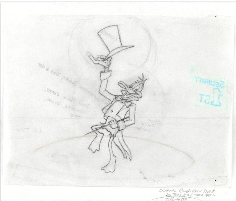 Daffy Duck Tom Ray Original Pencil Layout Drawing Brenda Ray Hand Signed